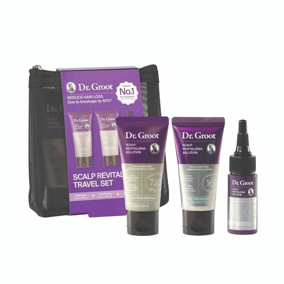 Dr. Groot Scalp Revitalizing Solution Biotin Rosemary Hair Loss Treatment for Hair Thickening, Travel Size Set, 4 Piece