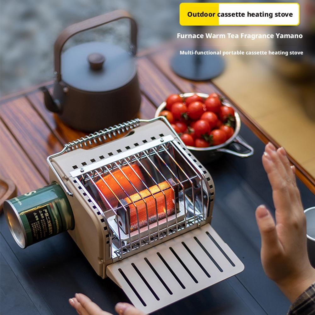 Portable Heater Camping Stove, Adjustable Temperature Outdoor Camping Heating Cooking Stove with Insulated Shelf & Handle, 3 in 1 Hands Warmer Equipment for Tent, Fishing, Hiking