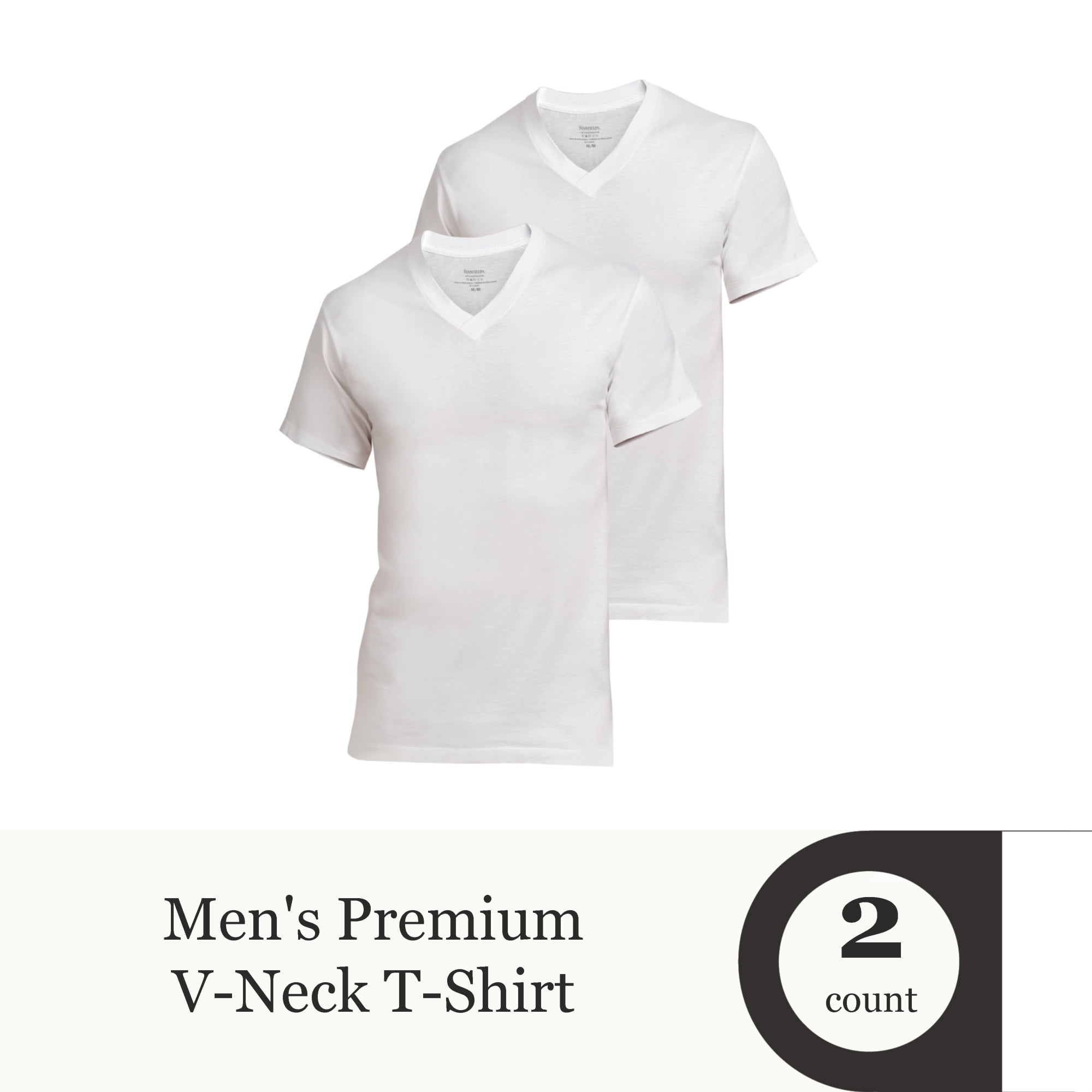 Stanfield's Men's 2 Pack Premium Cotton V-Neck Undershirt