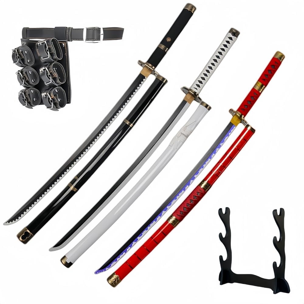 sarapiyo　6セット100×200→1セット100×135→5セット 41 inches Anime Bamboo Wooden Roronoa Zoro Sword Set, Yubashiri