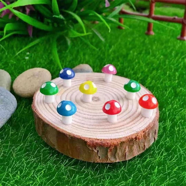 Adornos para macetas de flores, 20 piezas de hongos de resina en miniatura lindos, decoración de jardín con micropaisaje resistente al agua y al desgaste