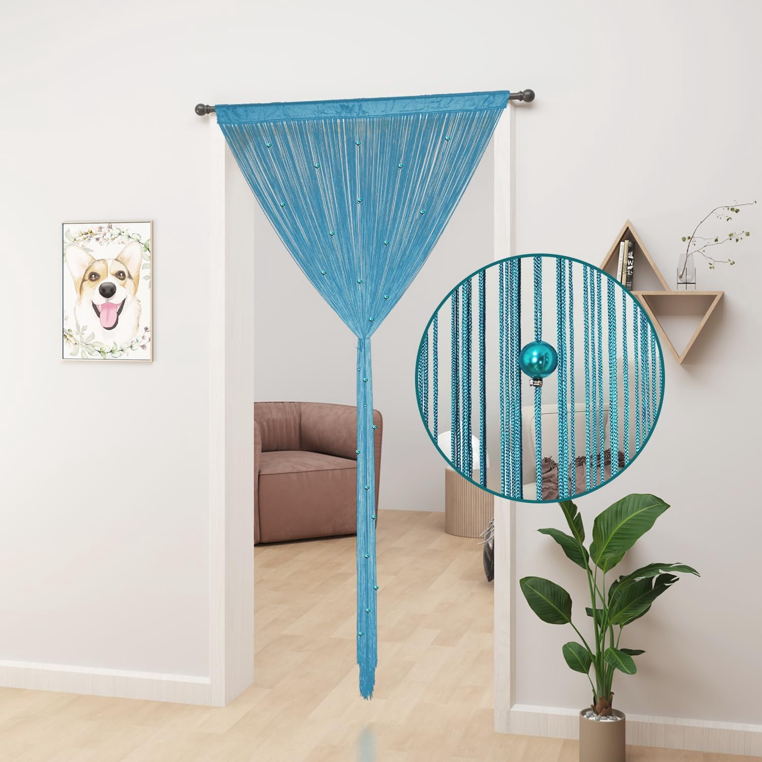 UniVerse Beaded Curtain Beaded Curtains for Doorways Crystals Suitable for Interior Hanging Decoration and Partitions Closet Curtains (39"x79", Blue)