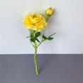 thumbnail image 3 of Yuarrent Ramo de Camelia Artificial de 2 cabezas simulación hogar jardín decoración boda banquete fiesta DIY Decoración Accesorios Flores artificiales verde y amarillo oscuro Yuarrent HA8264-05B, 3 of 6