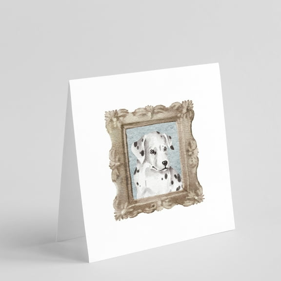 Dalmation Puppy Side View Square Greeting Cards and Envelopes Pack of 8 5 in x 5 in