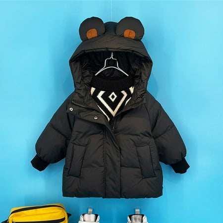 

Cathalem Jackets for Boys 10 Toddler Kids Baby Boys Girls Winter Warm Solid Coats Ears Hooded Padded Jacket Boys Snow Jacket Size Outerwear Black 4-5 Years