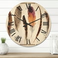 thumbnail image 2 of Designart 'Exotic Vibrant Boho Watercolor Feathers' Bohemian & Eclectic Wood Wall Clock, 2 of 5