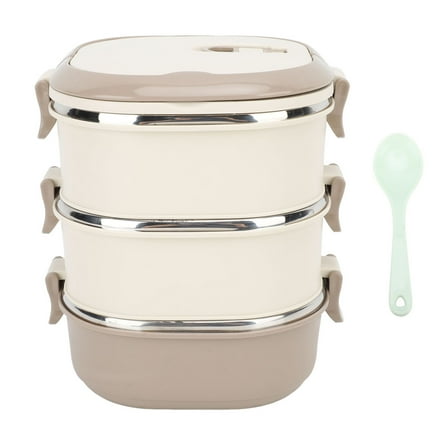 3-Layer Stainless Steel Bento Box - Insulated Leakproof Lunch Container with Spoon