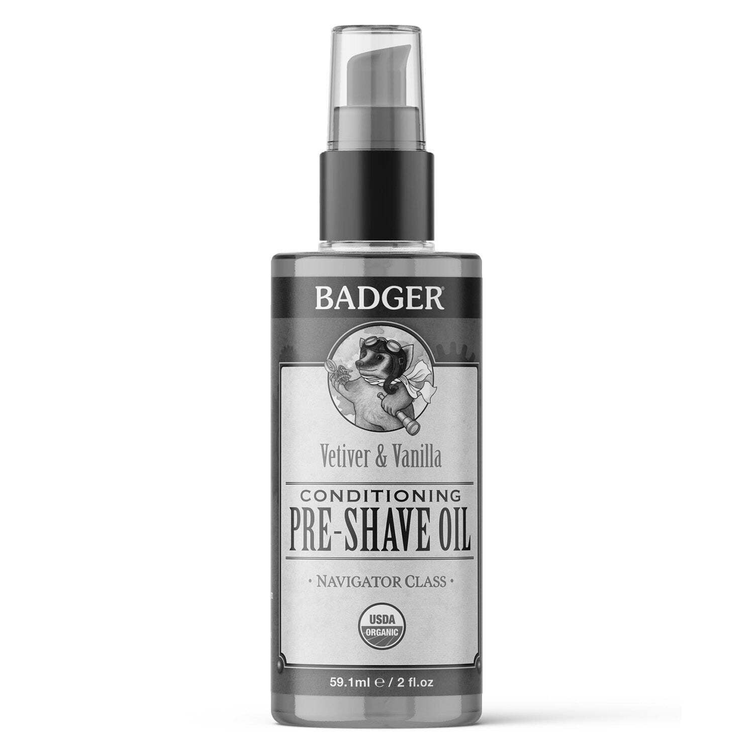Badger - Pre-Shave Oil, Extra Virgin Olive Oil & Baobab Oil, Certified Organic Shaving Oil for Razor Burn, Pre Shave Oil for Men, Shaving Oil for Men, Preshave Oil