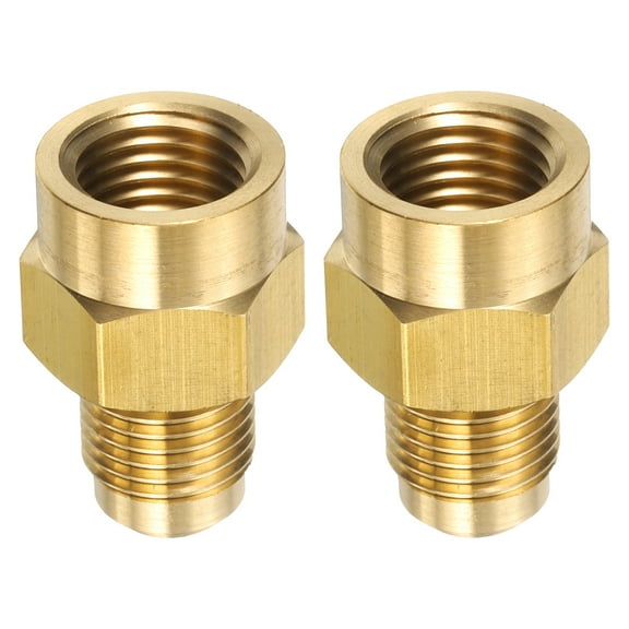 Uxcell 2pcs Brass Flare Tube Fitting 5/16" OD x 1/4" NPT Female Half Union Gas Adapter Flare Brass Couples Pipe Connector