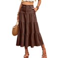 thumbnail image 2 of RFQWOVSR Women High Waist A-Line Midi Skirt Solid Color Elegant Basic Pull On Elastic Waist Lightweight Summer Casual XXL, 2 of 5