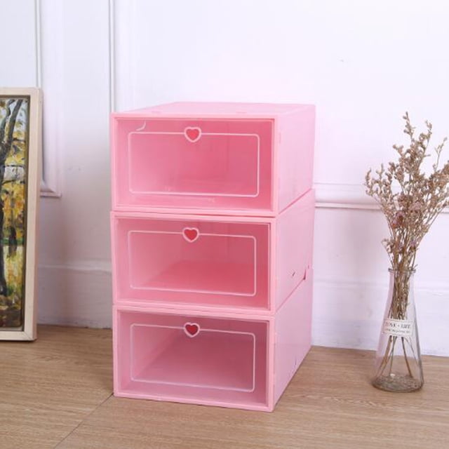 Caja de almacenamiento de zapatos transparente plegable, organizador de zapatos apilable de plástico, 1 ud.