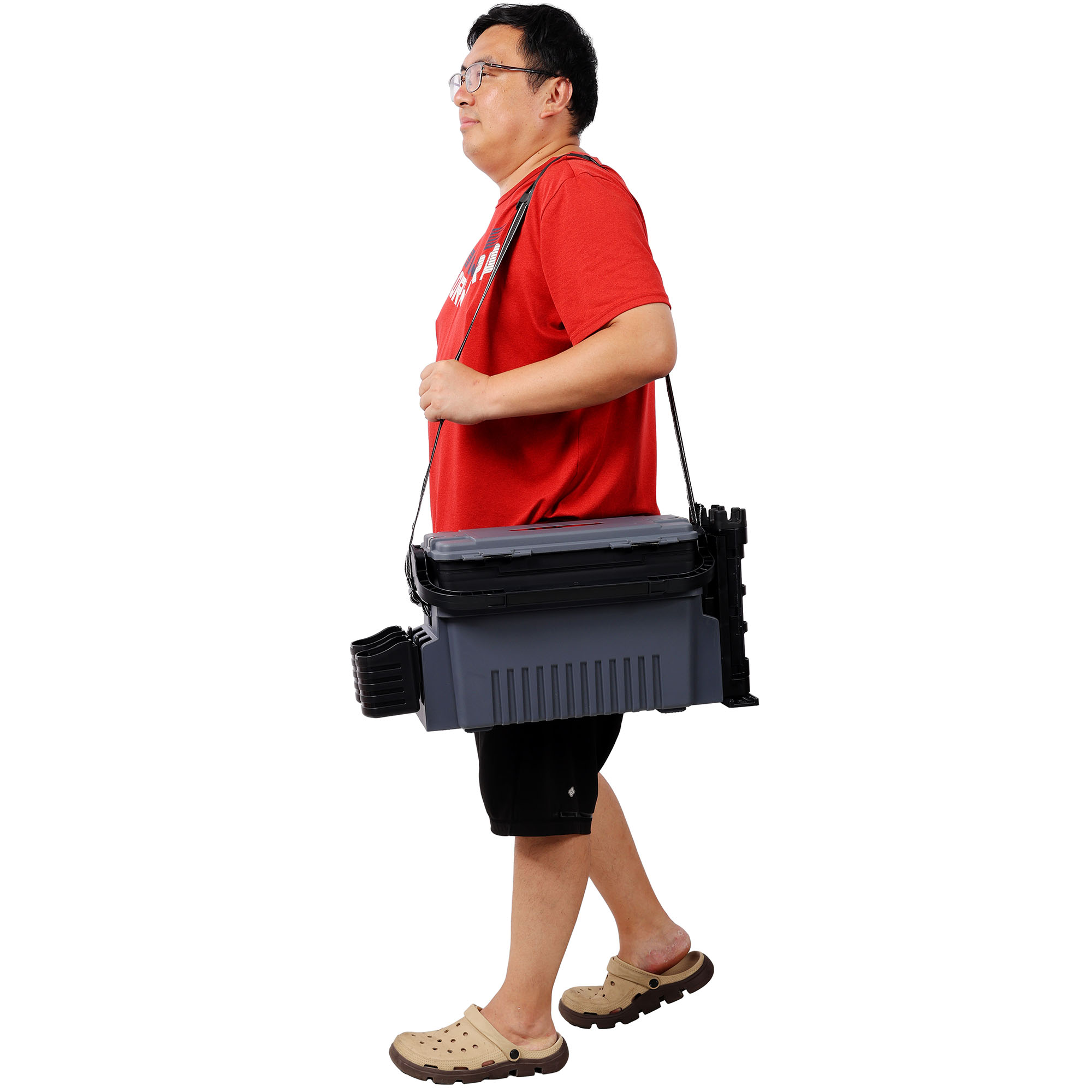 Dual-layer Fishing Tackle Box,Tackle Box Organizer Fishing Box Large,With 2pcs Rod Holder,2pcs Cup Holder,1pc Carring Strap, Gray