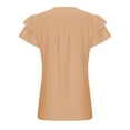 thumbnail image 6 of Burnt Orange Loose Fit Shirts for Women Summer Fall Ruffle Short Sleeve Boat Neck Faux Gauze Linen Casual Pleated Basic Top T Shirt Blouse Womens 2025 Soft Comfy Clothes XL, 6 of 7
