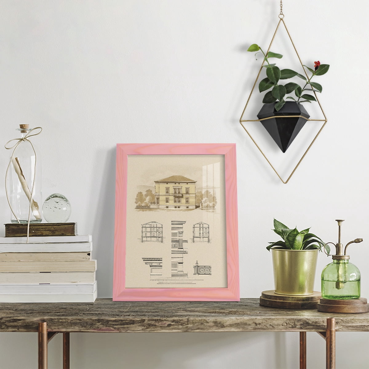 Estate and Plan II -Framed Print w/glass-Sunset Pink