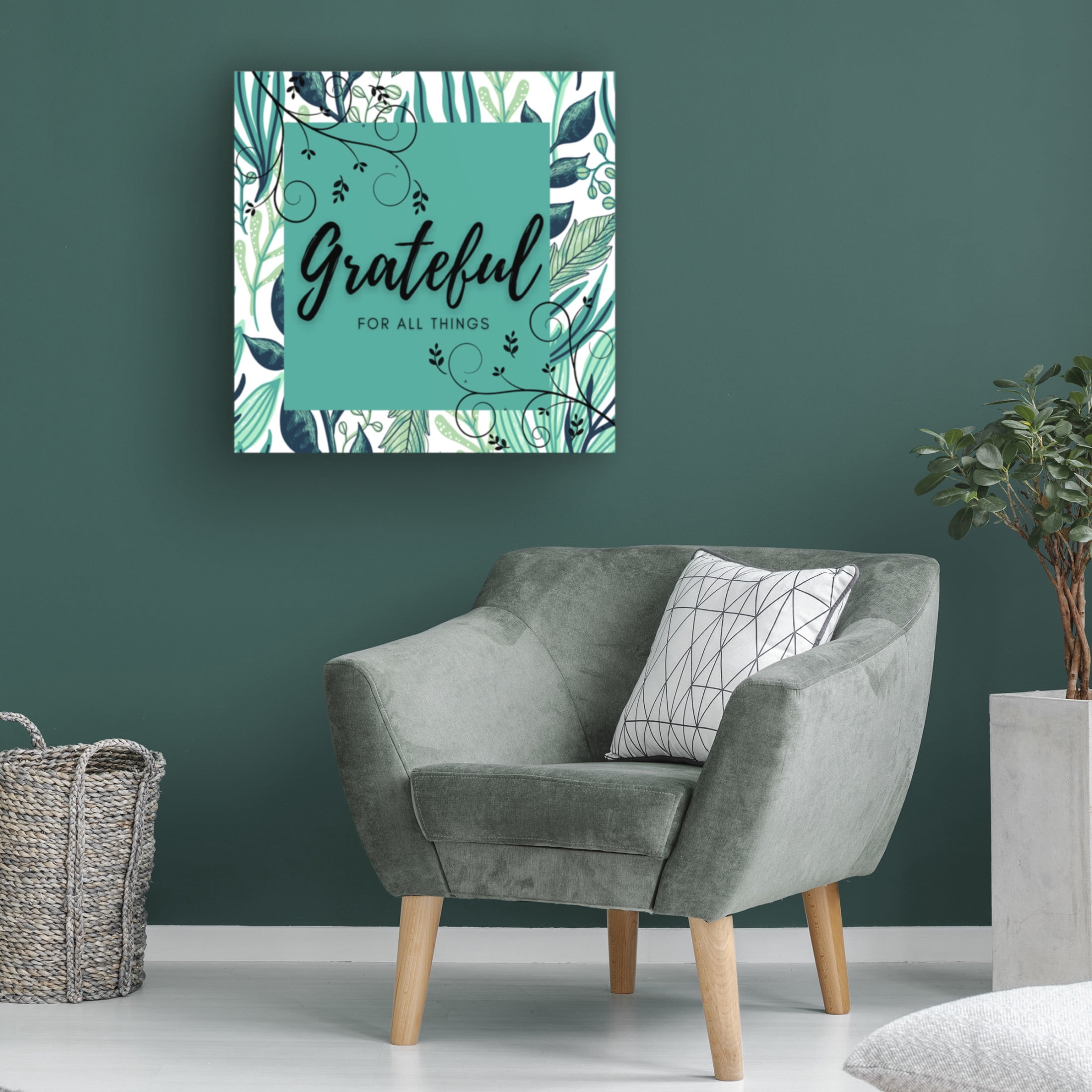 Canvas Wall Art - Tina Mitchell 'Grateful' Wall Art for Living Room, Bedroom, or Office Décor by Trademark Fine Art - 35 x 35 Inches