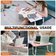 thumbnail image 6 of Foldable Laptop Desk,Height Adjustable,with USB/Storage Drawer/Cup Holder/Tablet Stand/Book Shelf for Reading,Writing,Eating,Watching,Pink, 6 of 7