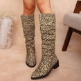 thumbnail image 3 of EKVAHL Women's Slouch Knee High Boots, Faux Suede Ruched Design Low Block Heel Tall Boots, Wide Calf Fall Winter Casual Daily Boots Multicolor, 3 of 6