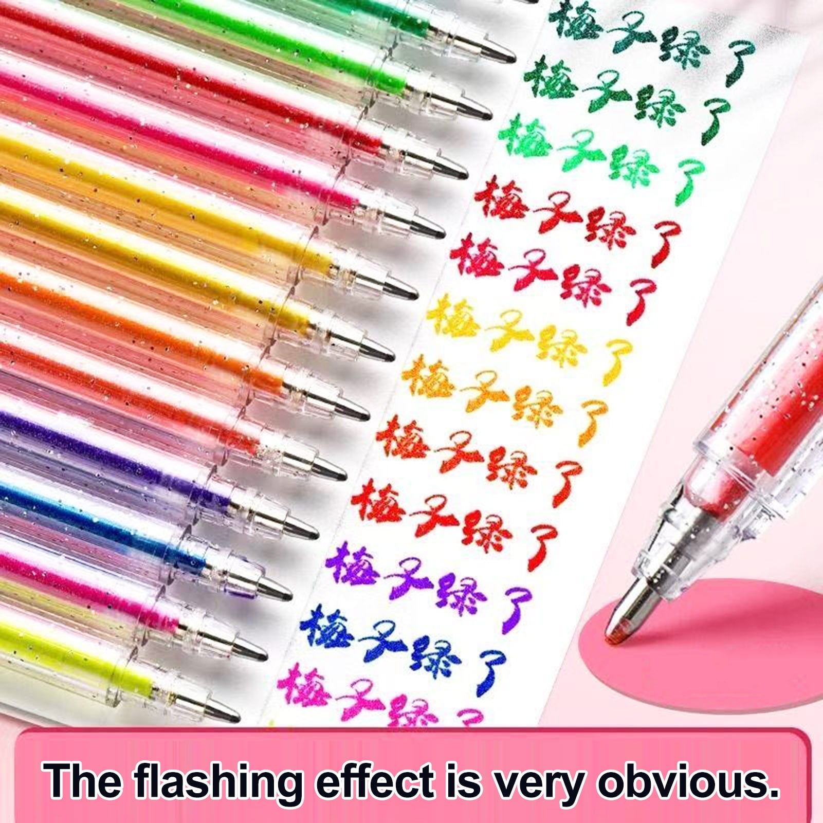 Sylvtty Highlighter Pen Set Transparent Body Multicolored Painting Pen with Glitter Sparkling Effect Smooth Metal Tip Ink Highlighter for Note Marking Coloring