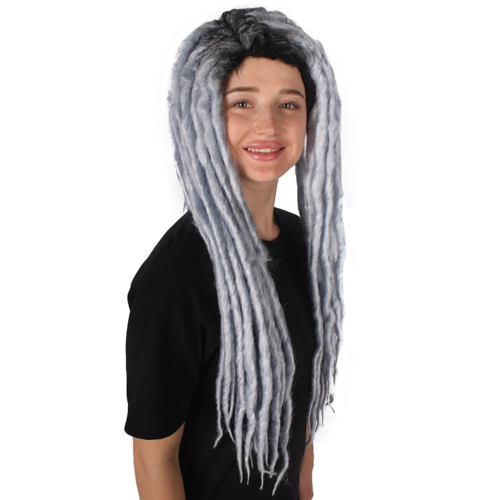 HPO Adult Women's Long Dreadlocks Wig - Dark Grey Dreadlock with Dark Roots - Capless Cap Design
