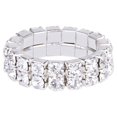 thumbnail image 2 of Elastic Silver Tone 2 Row Crystal Rhinestone Toe Ring Bridal Jewelry, 2 of 3