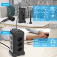 thumbnail image 5 of Cube Power Strip, Tower Power Strip con 12 tomacorrientes (4000W/16A) y 4 puertos USB, 16 en 1 Portable Travel USB Power Strip con interruptor, protección contra sobrecarga, cable de 2 m para oficina Kuyhfg Bienvenido a Kuyhfg, 5 of 5