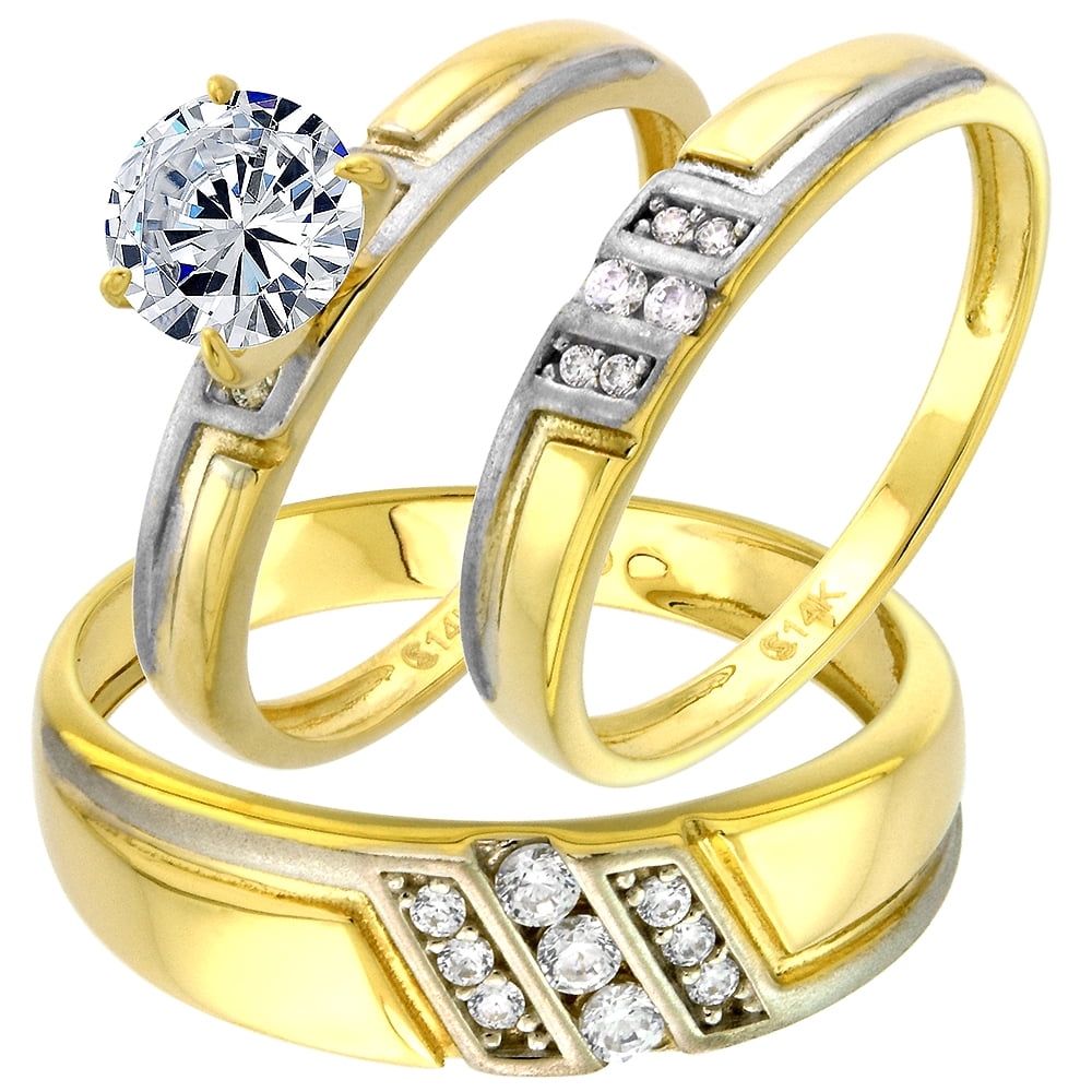 Silver City Jewelry - 14k Yellow Gold Cubic Zirconia Trio ...