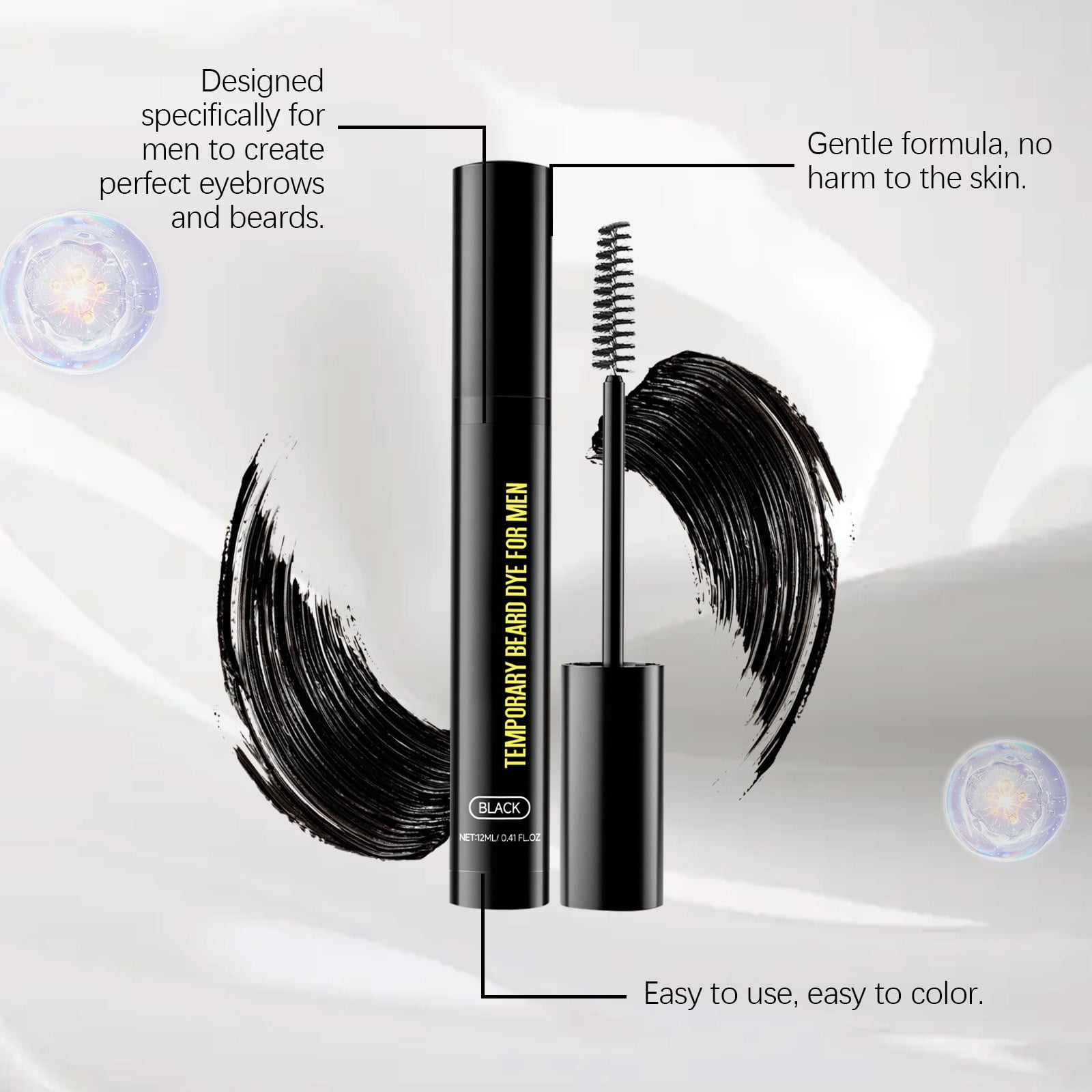 Alvantor Beard Dye Temporary Color For Beard And Eyebrows Black 0.41 Fl Oz