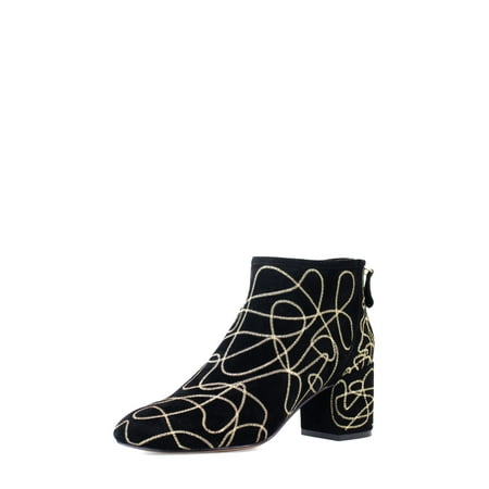 

Cecelia New York Nolton Black Swirl Modern Block Mid Heel Zipper Ankle Boots (Black Swirl 8.5)