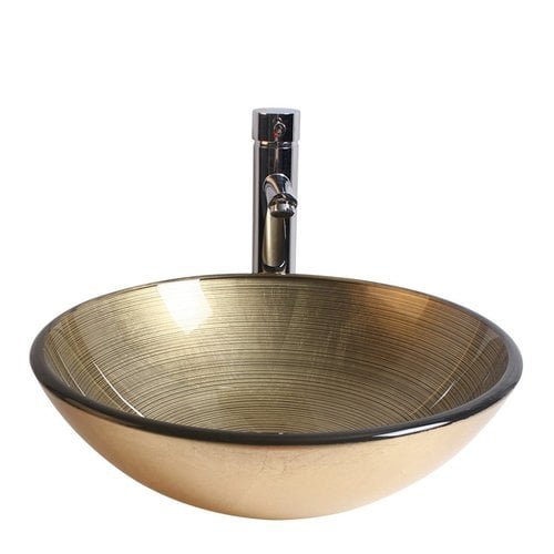 Arsumo Glass Circular Vessel Bathroom Sink With Faucet Walmart Com Walmart Com