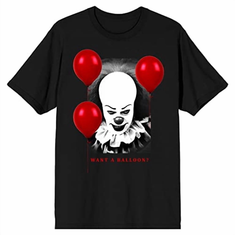 It 1990 Pennywise Want a Balloon Men's Black T-shirt-Medium