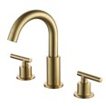 thumbnail image 2 of Boyel Living 8 in Bathroom Sink Faucet,3 Hole Widespread 2-Handle Mid-Arc Bath Faucet Basin Faucet with Valve and cUPC Water Supply Lines in Brushed Gold, 2 of 10