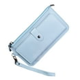 thumbnail image 2 of Zunfee Women's Faux Leather Wristlet Wallet - Slim Wrist Strap Wallet with Zipper & Snap Pocket, Waterproof, Light Blue, Vegan, for Everyday & Travel, 2 of 8