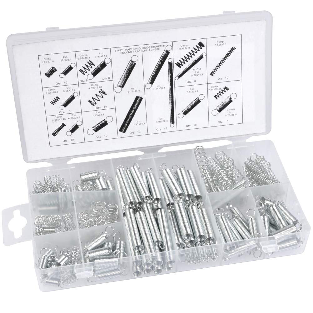 Cimeton 240Pcs 15Sizes Compression Springs Assortment Kit Stainless Steel Compression and Extension Springs for Home Repairs and DIY Projects Small Sizes Kit 