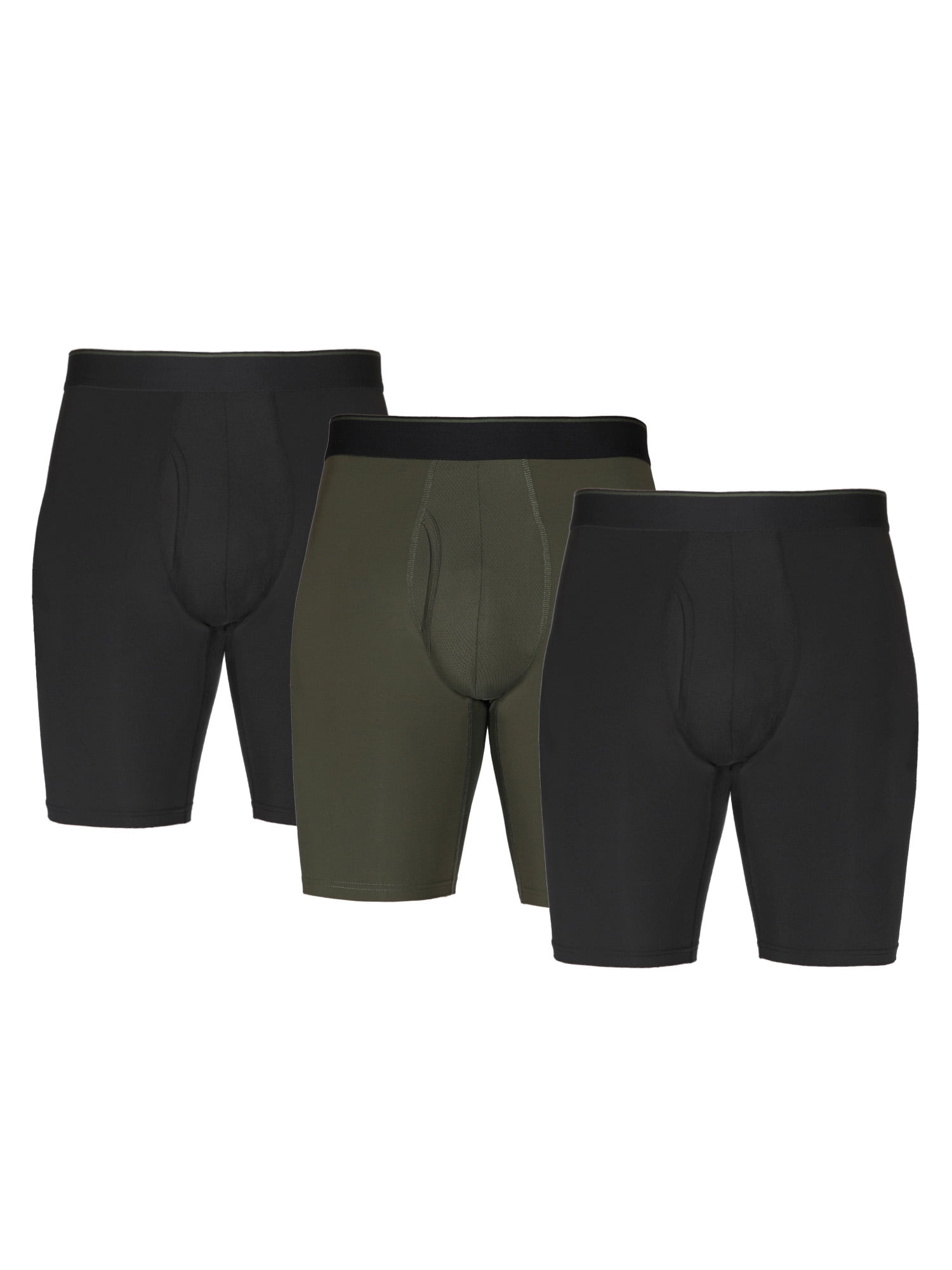 Athletic Works Men's Long Leg Boxer Briefs Underwear, 3 Pack