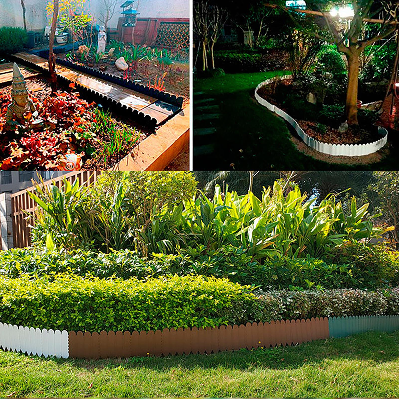 Nkmbld 10PC Plastic Garden Fence Border, Lightweight Decorative Landscape Edging Panels, Plastic Vegetable Garden Courtyard Flower Bed Fence Board