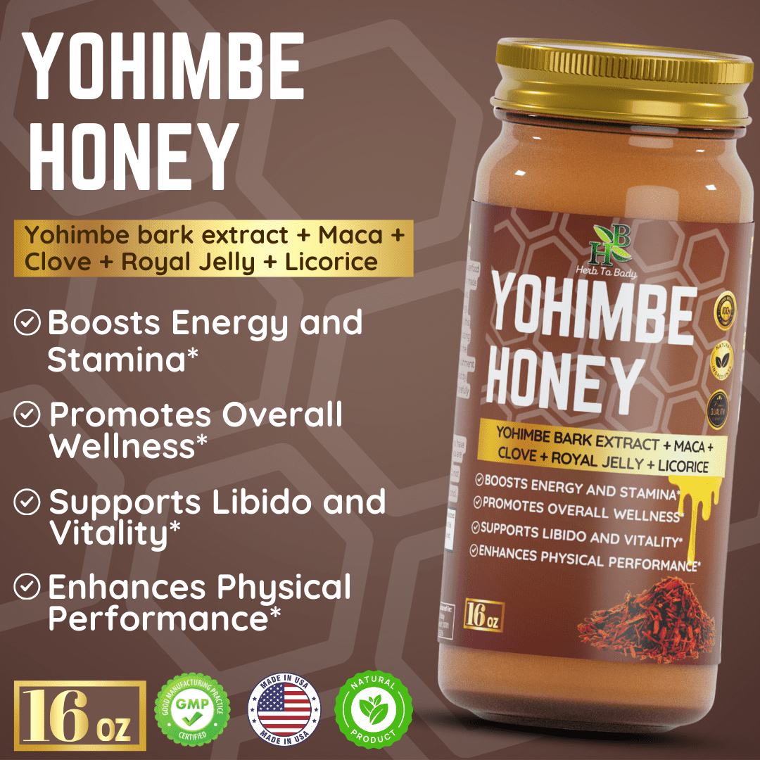 Herb To Body Yohimbe Honey | Multifloral Honey | Wildcrafted | 16oz