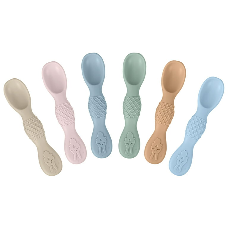 6 Pack Silicone Baby Spoons First Stage Infant Spoons Set Soft