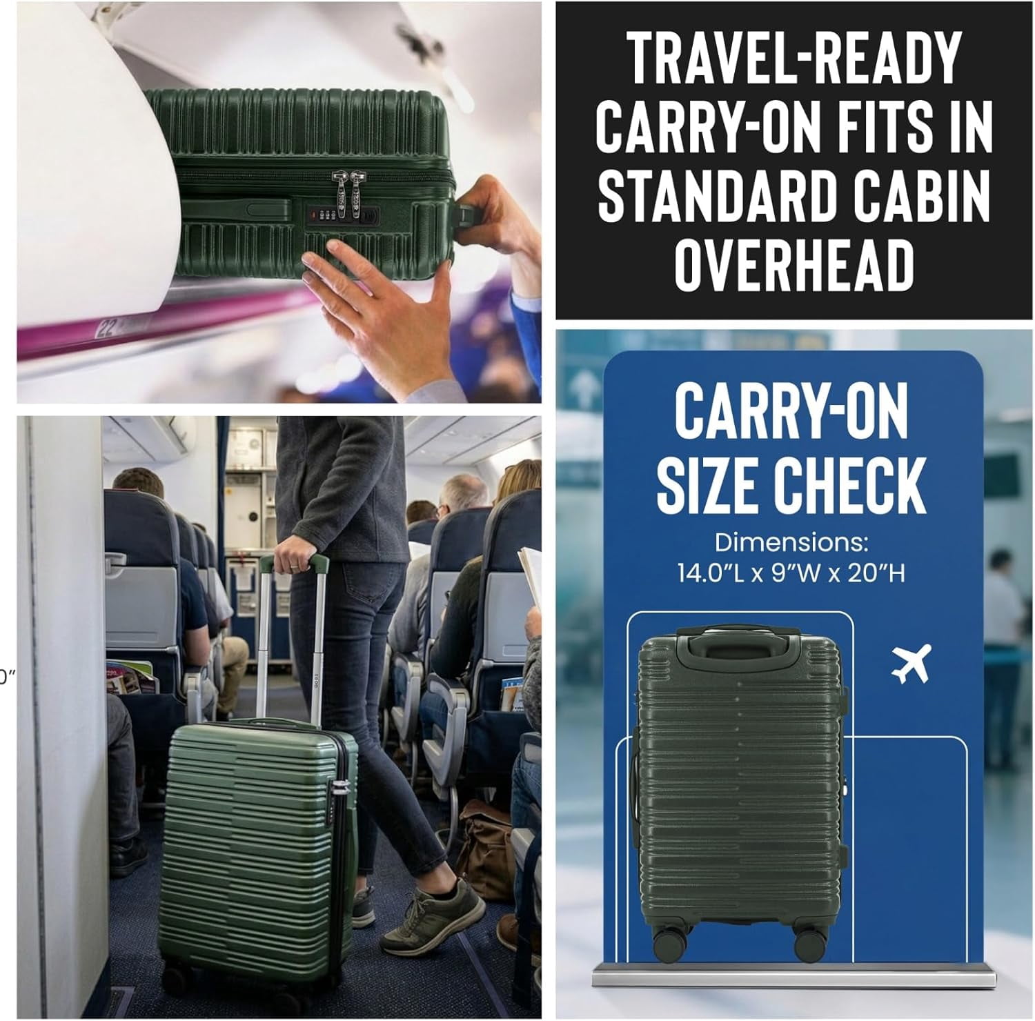 Romeo 20 Inch Carry-On Expandable Hardside Luggage, Forest