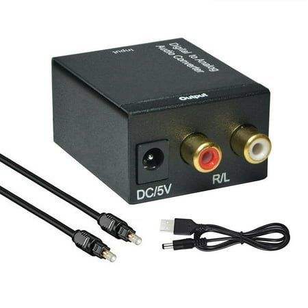 Cooligg Signal Optical Coaxial Digital to Analog Audio Converter Adapter RCA L/R 3.5mm with Fiber