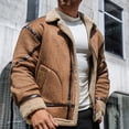 thumbnail image 5 of Maoxin Men's Coats and Jackets Men's Vintage Winter Solid Color Thicken Zippered Pockets Long Sleeved Turndown Collar Casual Jacket Brown M, 5 of 8