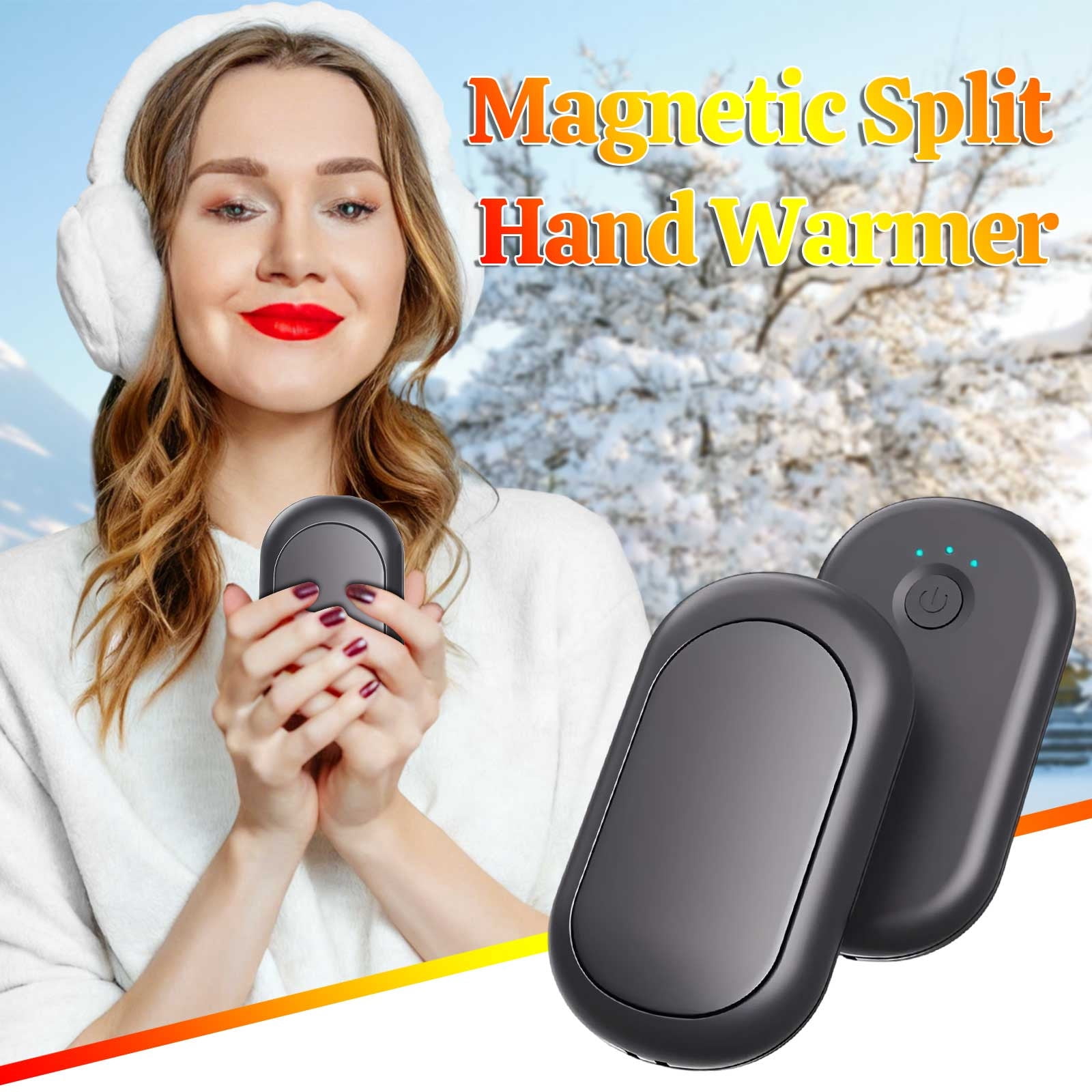 Lunxisen 2 Pcs Hand Warmers Rechargeable, Reusable Portable Magnetic Pocket Heater,Hand Warmer, Suitable for Men and Women, Outdoor, Golf, Hunting, Camping Accessories