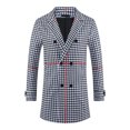 thumbnail image 5 of INSPIRE CHIC Plaid Overcoat for Men's Notch Collar Single Breasted Checked Winter Trench Coat S Black White, 5 of 6