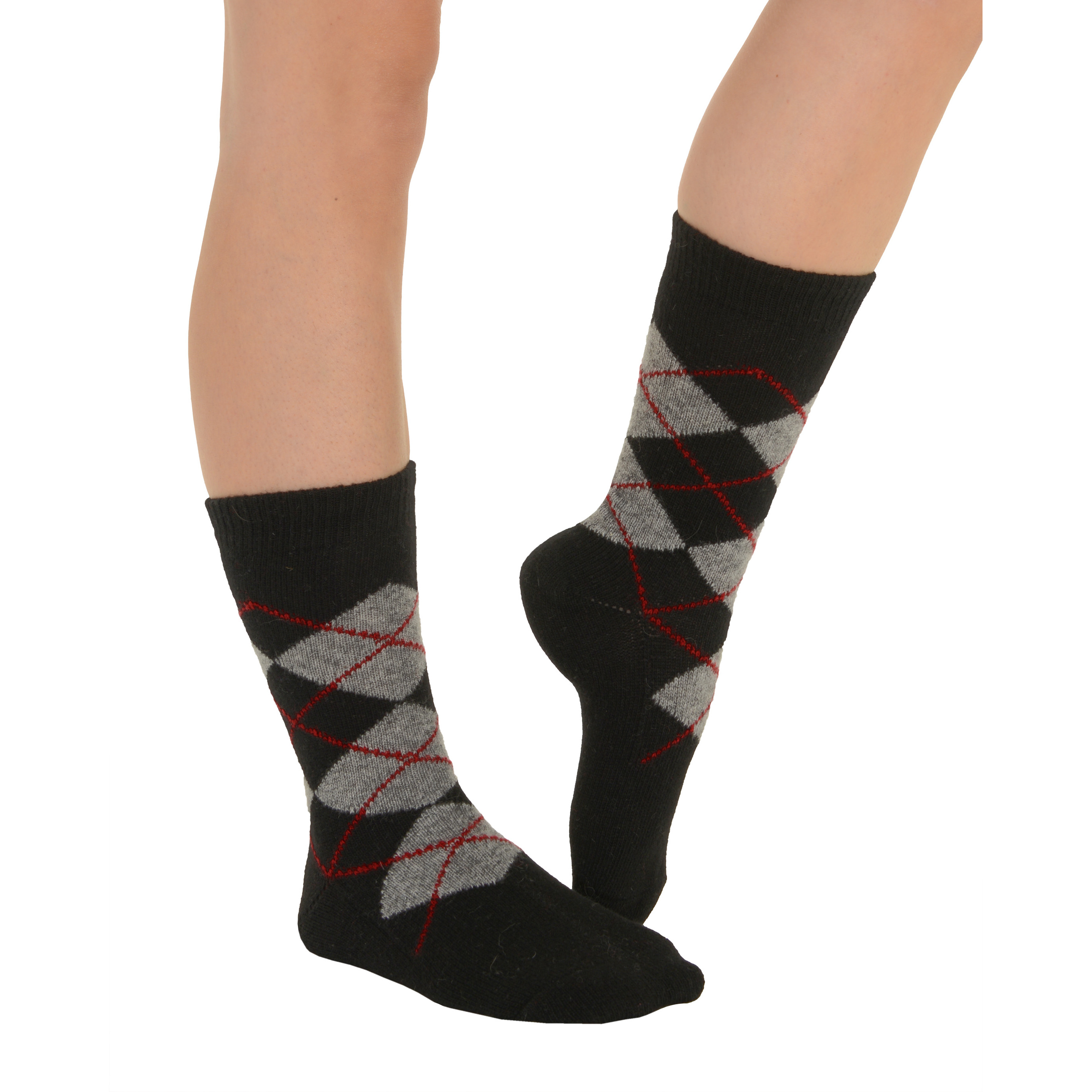 BELLA Womens Cashmere Blend Crew Socks Argyle Socks Made In USA