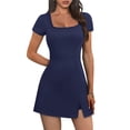 thumbnail image 3 of Ronuti Womens Athletic Dresses for Women Tennis Dresses Square Neck Built in Shorts Pockets Short Sleeve Golf Workout Active Dress, 3 of 10