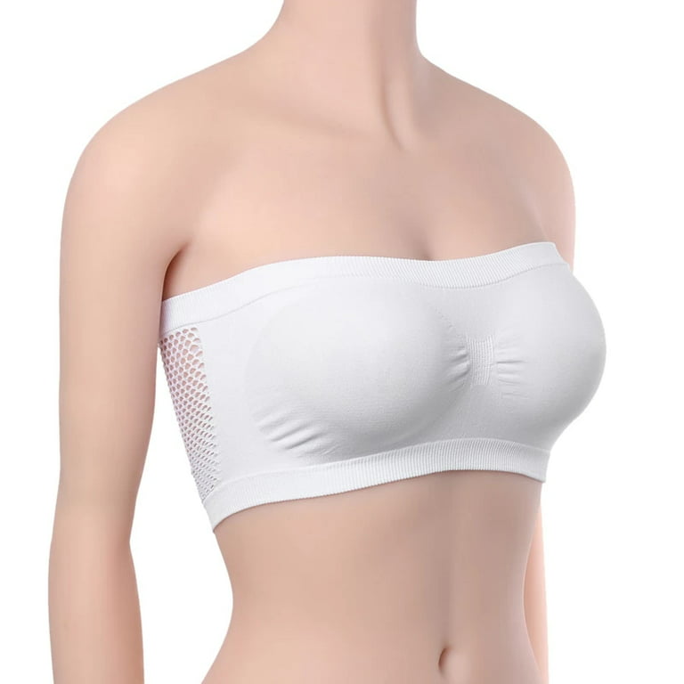 Double Layers Plus Size Strapless Bra Bandeau Tube Removable Padded Top  Stretchy 