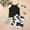 Black, variant on Trendfront Girls Cow Graphic Print Outfit Set Crew Neck Short Sleeve Top Summer 2 Piece Fashionable Casual Kids Clothing Everyday Wear 2T-7T Clothes Set