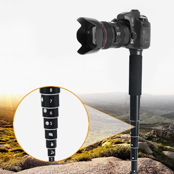 Lightweight Trekking Pole Monopod w/ Rubber Foot  Storage Bag, 1/4" to 3/8" Screw Included