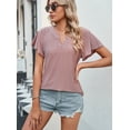 thumbnail image 4 of Womens Summer Blouses Ruffle Short Sleeve V Neck Shirts Casual Crochet Eyelet Tops, 4 of 6
