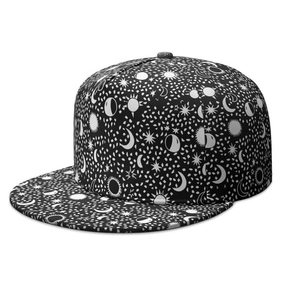 Outer Space Snapback – Starry Night Sky & Sun Print, Unisex Adjustable Baseball Cap for Hip Hop Events, Daily Wear
