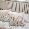 thumbnail image 5 of Pastoral Flowers Outdoor Pillow Covers Pack of 2 Wildflowers Retro Plants Linen Texture Waterproof Throw Pillow Covers Decorative Cushion Cases for Patio Garden Tent Balcony Couch 18x18 inch, 5 of 8